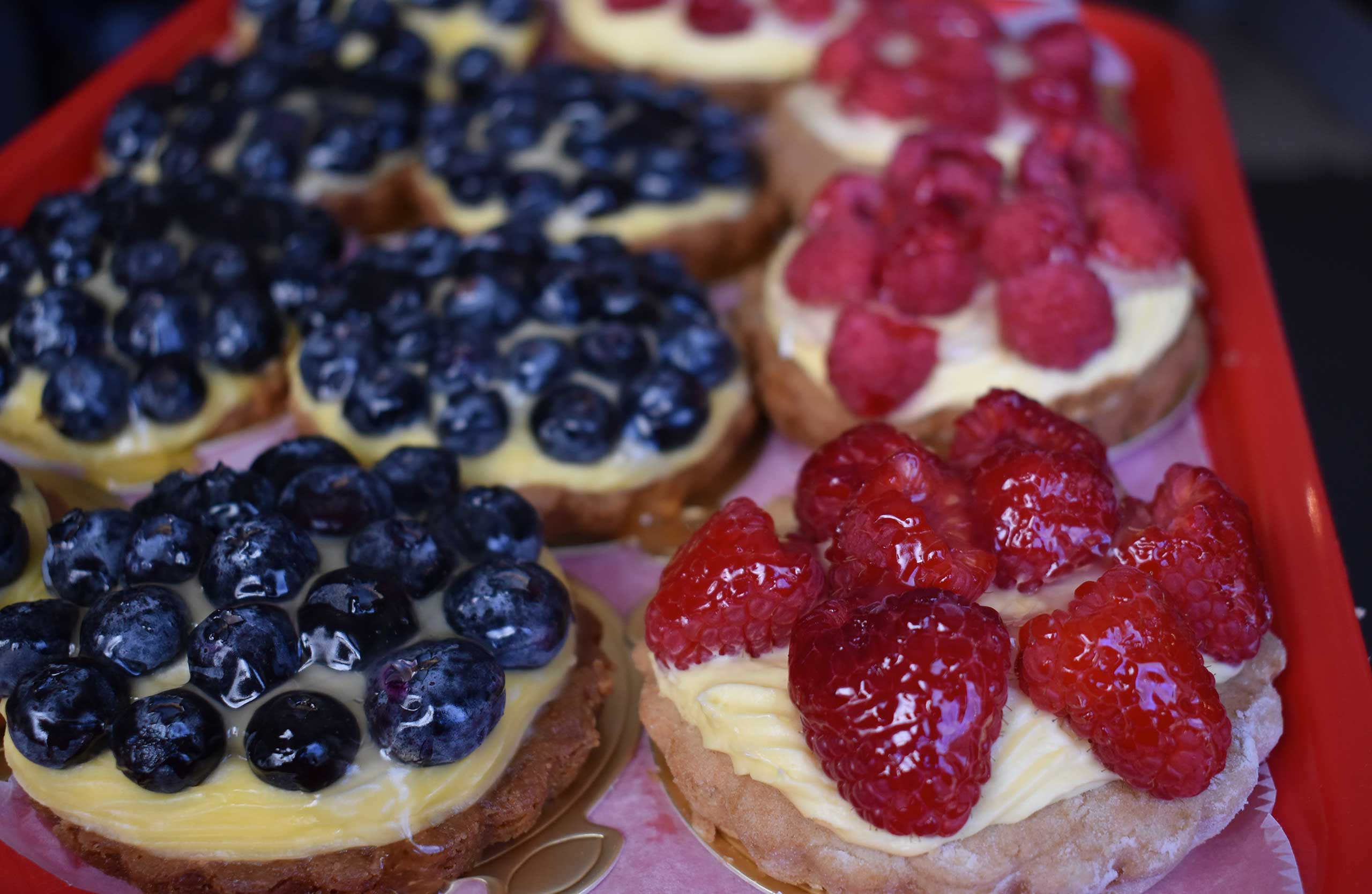 Blueberry and raspberry fruit tarts from Smoky Rock Bakery