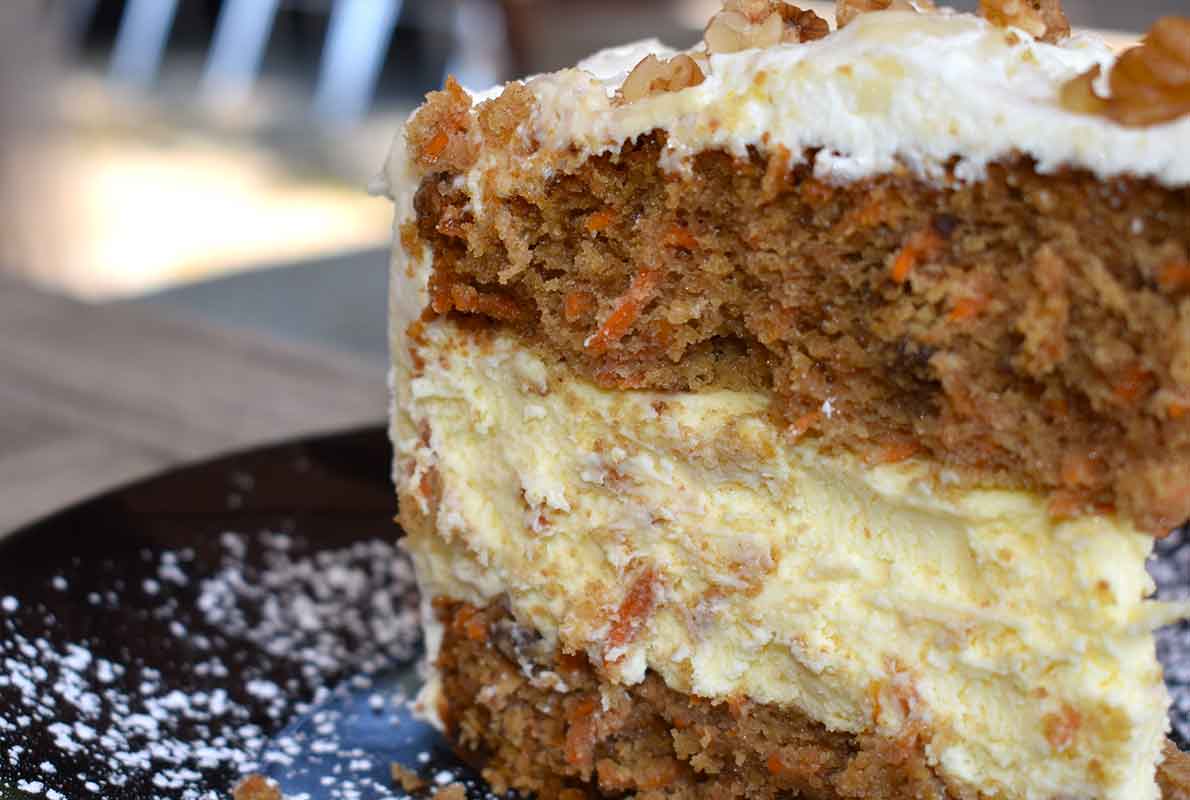 Carrot cheesecake slice from Smoky Rock Bakery