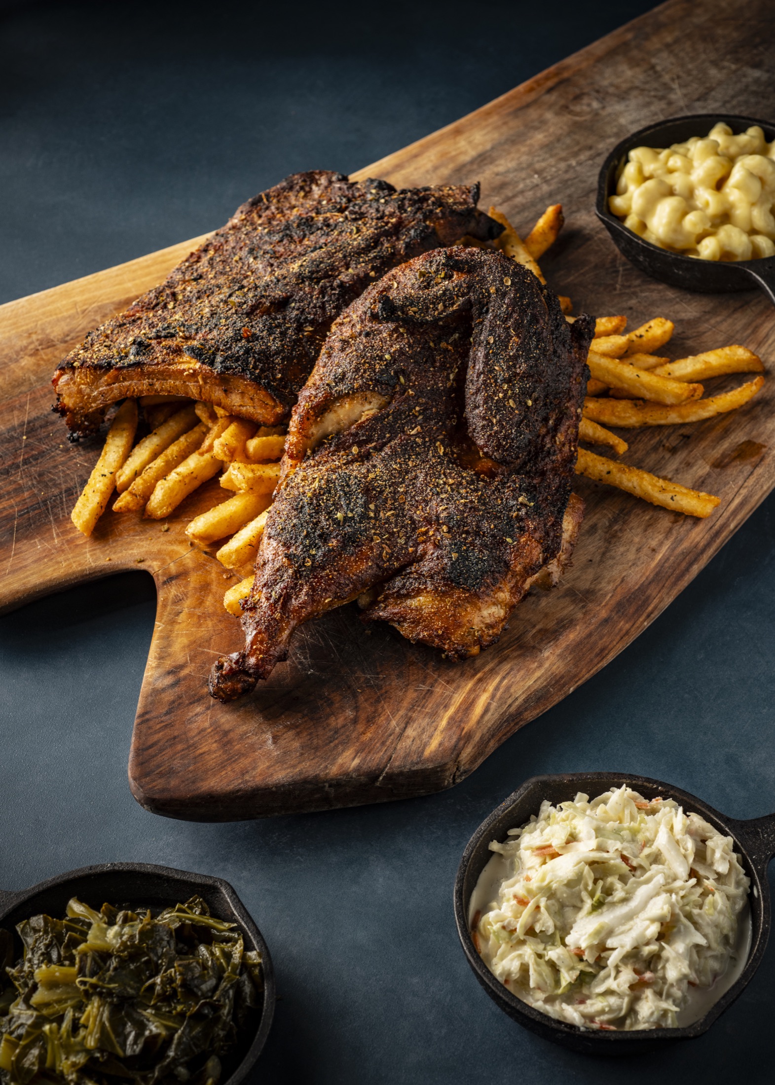 Smoky Rock BBQ smoked meat platter with sides